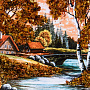 Картина янтарная "Домик у реки" 48х29 см, фотография 4. Интернет-магазин ЛАВКА ПОДАРКОВ