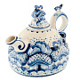 Чайник "Деревенька". Гжель, фотография 2. Интернет-магазин ЛАВКА ПОДАРКОВ