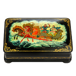 0056815/18*12см Лаковая миниатюра Палех ШКАТУЛКА "Тройка" Смирнов в П/У