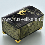 0026321/Ф Нат.камень Шкатулка "СУНДУК" большая змеевик 