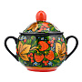 Сахарница фарфоровая с росписью "Клубника". Хохлома, фотография 4. Интернет-магазин ЛАВКА ПОДАРКОВ