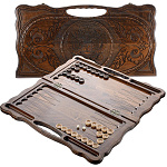 0052107/kh047-6 НАРДЫ резные "Герб РФ-2" с ручкой 60 Haleyan