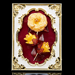 0055685-НП/13*18см Янтарь Сувенир "ОТКРЫТКА с ЦВЕТАМИ"