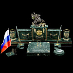 6826/МБ-047 Нат.камень Письменный набор  Итальянский мрамор, Бронза 16 предм.