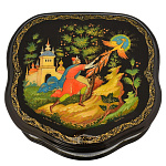 0061017 Лаковая миниатюра Шкатулка "ЖАР-ПТИЦА" 11*11см (АР Критов.) (п1510)