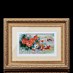 0066313/42*34см  Картина "Карпы в пруду" №2 в раме ПЕРЛАМУТР горизонтальная