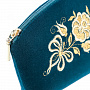 Косметичка бархатная "Счастье". Морская волна с золотой вышивкой, фотография 3. Интернет-магазин ЛАВКА ПОДАРКОВ