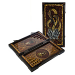 Нарды янтарные "Змея и лотос" 46х23 см