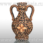 0028318  ВАЗА С РУЧКАМИ ИЗ КОСТОЧЕК персика 