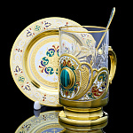  Златоуст Чайный набор "Малахитовый" малахит,эмаль В П/У