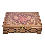 Шкатулка из дерева и янтаря "Герб РФ"