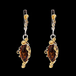 821953/5,46г  Серебро 925* СЕРЬГИ вст. Янтарь р/п