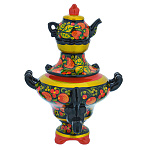 202802 Хохлома Самовар-шкатулка КЛУБНИКА, h=18 см