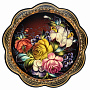 Поднос с авторской росписью "Цветы" 34 см, фотография 2. Интернет-магазин ЛАВКА ПОДАРКОВ