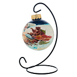 Елочный шар с ручной росписью "Зима. Тройка. Медведь"