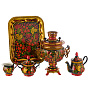 Самовар электрический 3 л с сервизом "Клубника". Хохлома, фотография 2. Интернет-магазин ЛАВКА ПОДАРКОВ
