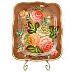 Поднос с авторской росписью "Цветы" 24х20 см