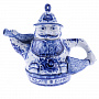 Чайник "Банщик". Гжель, фотография 5. Интернет-магазин ЛАВКА ПОДАРКОВ
