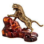 0061084-М-НП/3,5*2,5см  Изделия из янтаря ТИГР на скале (стоит)