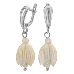  Бивень мамонта Серьги"Цветочки"серебрение