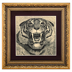 0061939 Картина на золоте "Тигр"  паспарту красный багет BP3-NS в ПУ