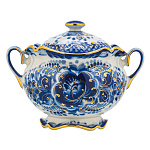 Сахарница "Тюльпан". Гжель в золоте