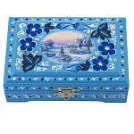 0076993/12*8см-ЗИМА  Хохлома Шкатулка СЮЖЕТ голуб Н0003