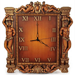 0016711 Нат. дерево ЧАСЫ-ПАННО "АТЛАНТЫ" краски,  дуб