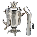 0069404 КОМПЛЕКТСамовар+труба жаровой БАТАШЕВА медальный никелированный 8 л