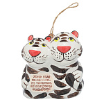 0061478 Колокольчик "Пара тигров. ЖИТЬ НАДО ПО ЯПОНСКИ" 11*12см