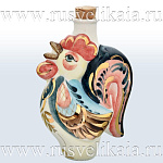 -0,05л Фарфор МИНИ-ШТОФ "ПЕТУХ" в цвете и золоте 0,05л в комплекте 