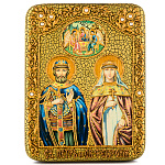 0062495/15*20см Икона подарочная "Петр и Феврония" мор.дуб  в ПУ (RTI-248-5.m)