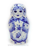0012581-С263 Гжель Сувенир "Матрешка" малая коб. 9см 