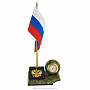 Часы из змеевика "Шар на подставке" с флагом и гербом, фотография 1. Интернет-магазин ЛАВКА ПОДАРКОВ