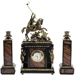 3722/П Каминные часы "Георгий Победоносец" нат.поделочный камень в П/У (3588)