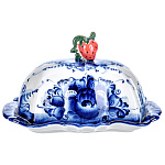 0069701 Гжель Масленка "КЛУБНИЧКА" Авт.работа