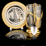 Чайный набор с подстаканником и блюдцем "Виды Москвы". Златоуст