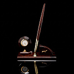 0056297 Обсидиан Набор офисный  с часами и ручкой коричневый