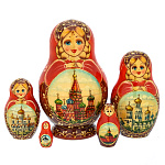 0073118 Матрешка "ХРАМ ВАСИЛИЯ БЛАЖЕННОГО" ,5 мест, 13 см