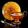 Чайная пара из янтаря "Виноград". Ювелирная бронза, фотография 1. Интернет-магазин ЛАВКА ПОДАРКОВ