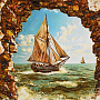 Картина янтарная "Корабль" 60х80 см, фотография 2. Интернет-магазин ЛАВКА ПОДАРКОВ