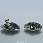 0025291-Л Сувенир Скульптура  "Лягушка на листочке"  5см