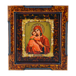 201958 ИКОНА янтарная "БМ Владимирская" 38*35 см