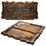 0035186 Нат.дерево 62*31см НАРДЫ резные "РОССИЯ"