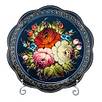 Поднос с авторской росписью "Цветы" 33х33 см