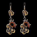 821916/5,61 сред.вес  Серебро 925* СЕРЬГИ вст.Янтарь 