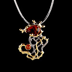 823916/4,73г Серебро 925* ПОДВЕСКА вст.Янтарь р/п