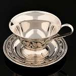 0048074 Серебро 875* ЧАЙНАЯ ПАРА гравировка, чернение серебра в П/У