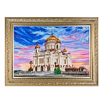 0059823-НП/90*60см- МАСЛО Д.БАГЕТ  Картина "ХРАМ ХРИСТА СПАСИТЕЛЯ"   багет