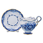 Чайная пара с росписью "Ландыш". Гжель в золоте